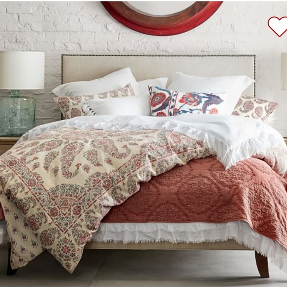 Pottery Barn Remy Reversible King Duvet & 2 Euro Shams Multi Color